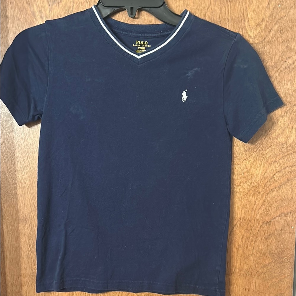 Boys Polo Ralph Lauren Navy V-Neck T-Shirt